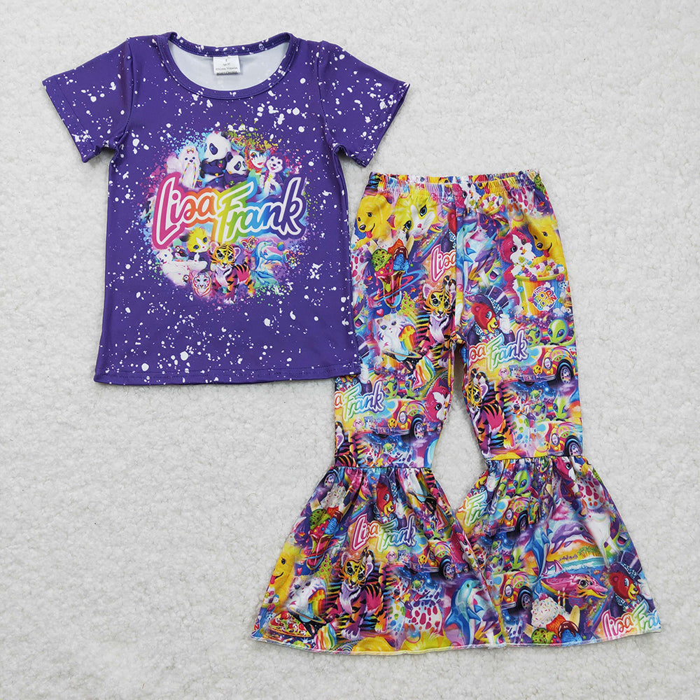 Baby Girls Cartoon purple Bell Pants clothes sets