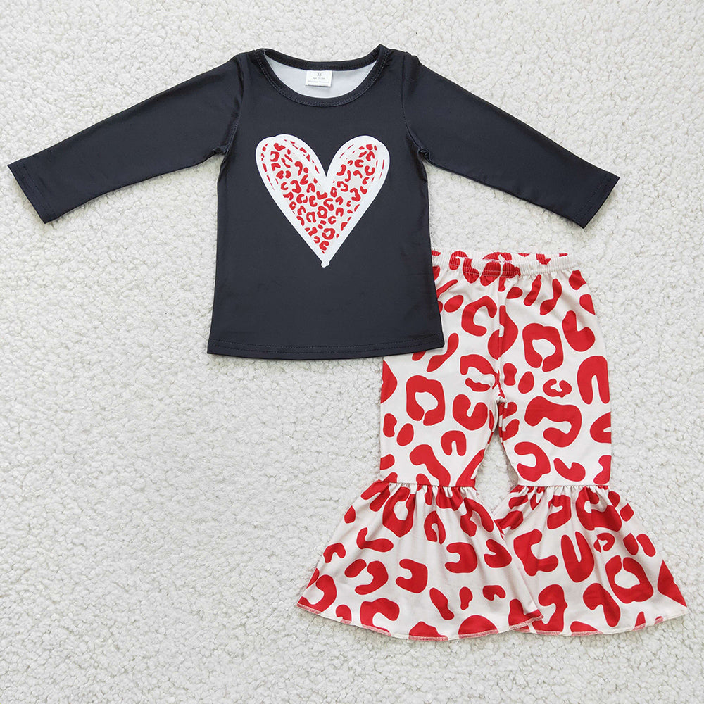 Baby Girls Red Heart Leopard Valentines Pants sets