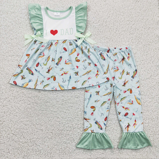 Baby Girls I love Dad Fishing Pants clothes sets