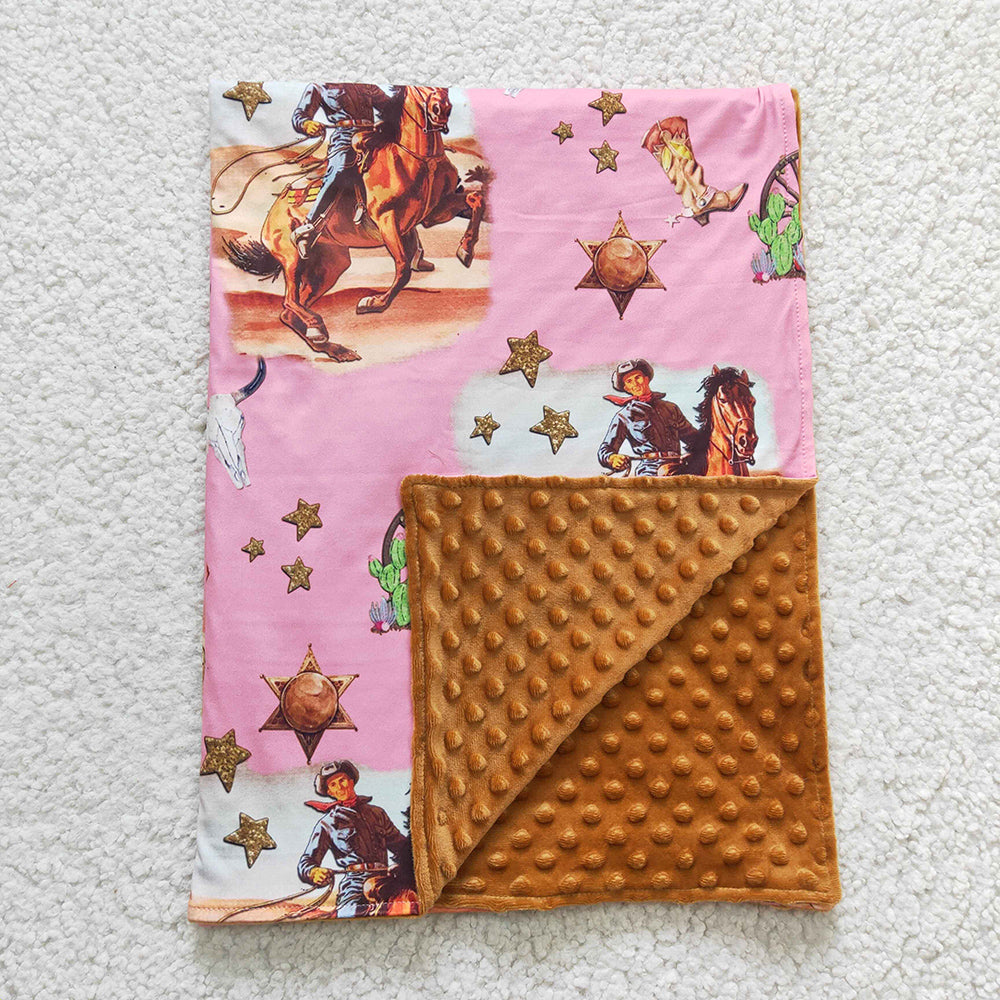 Baby Kids Western Pink Cowgirls blankets