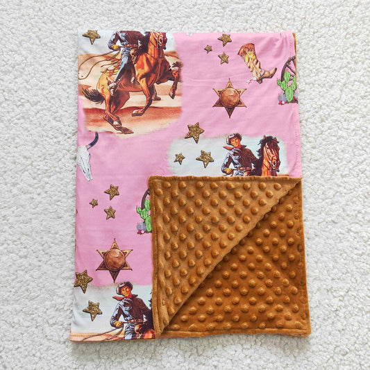 Baby Kids Western Pink Cowgirls blankets