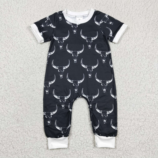 Baby Infant Black Cow Western rompers