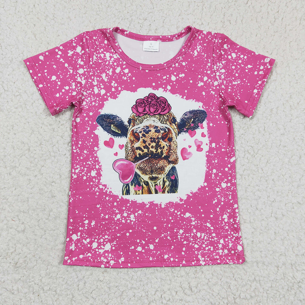 Baby Girls Valentines Hotpink Cow shirts tops