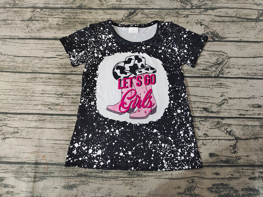 Let's Go Girls Black Western Short Sleeve Summer Shirts