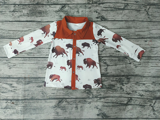 Baby Boys Western Cow Long Sleeve Shirts Tops