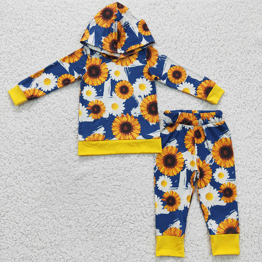 Baby Girls Sunflower Hoodie Top Spring Outfits Clothes Sets