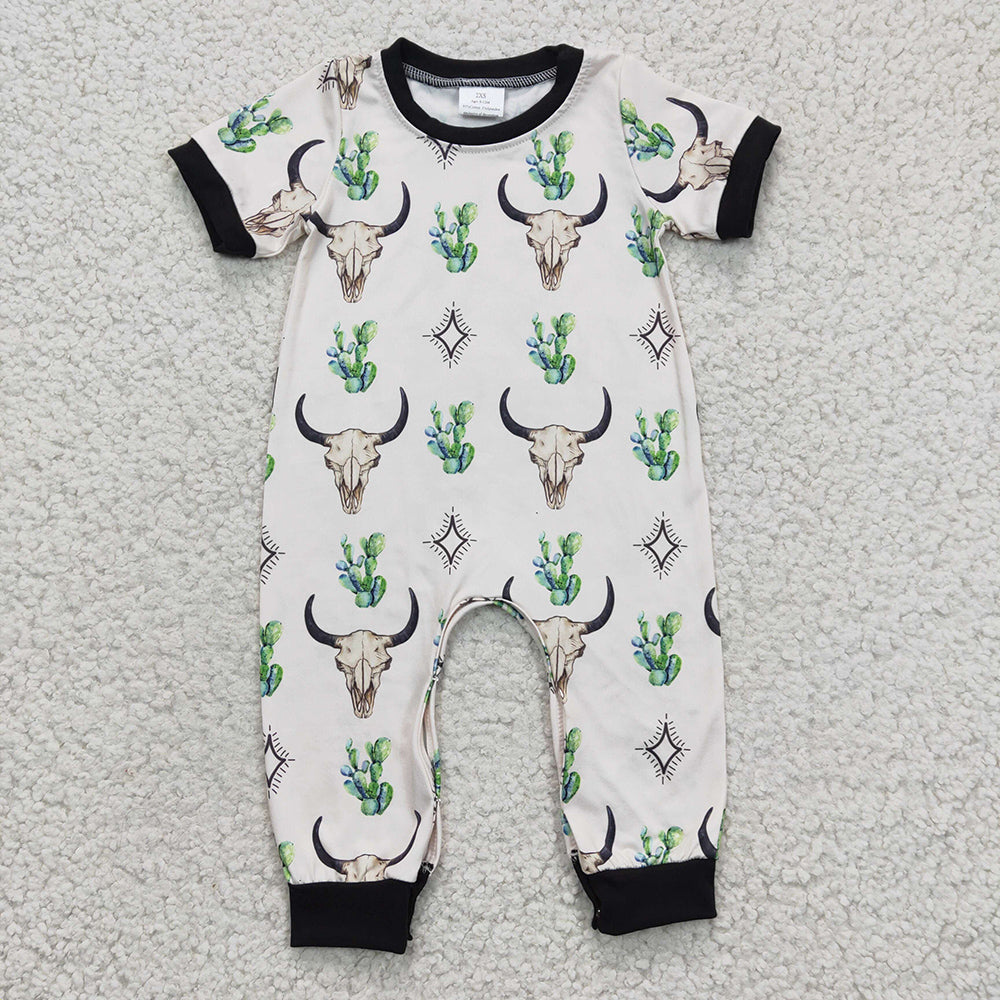 Baby Infant Cow Cactus Western rompers