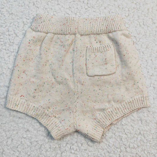Baby Girls White Colorful Dots Short Sleeve Sweater Shorts