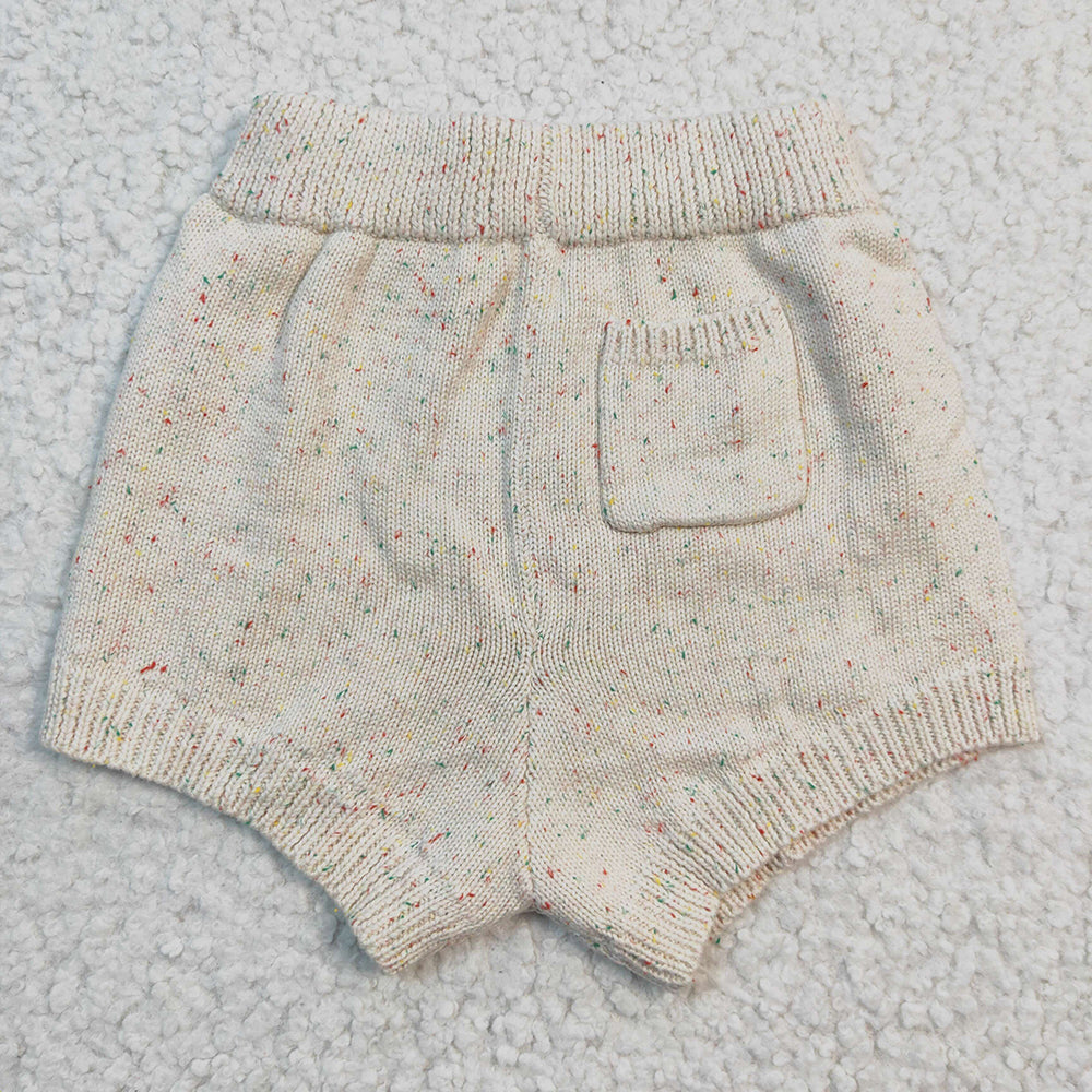 Baby Girls White Colorful Dots Short Sleeve Sweater Shorts