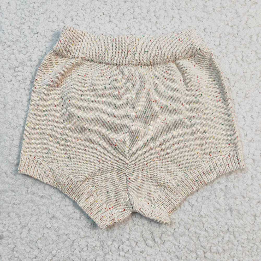 Baby Girls White Colorful Dots Short Sleeve Sweater Shorts