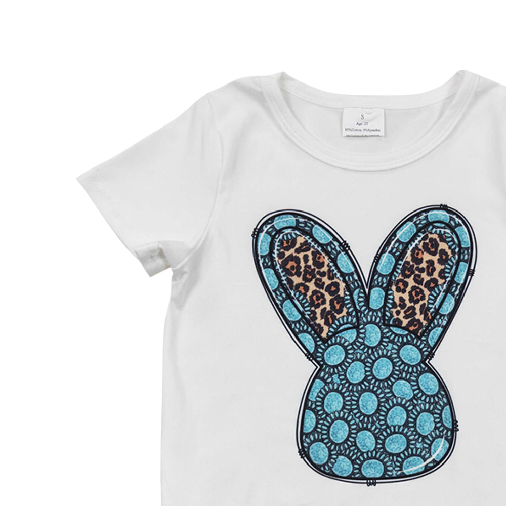 Baby Girls Rabbit Easter Short Sleeve Tassel Shirts Tops