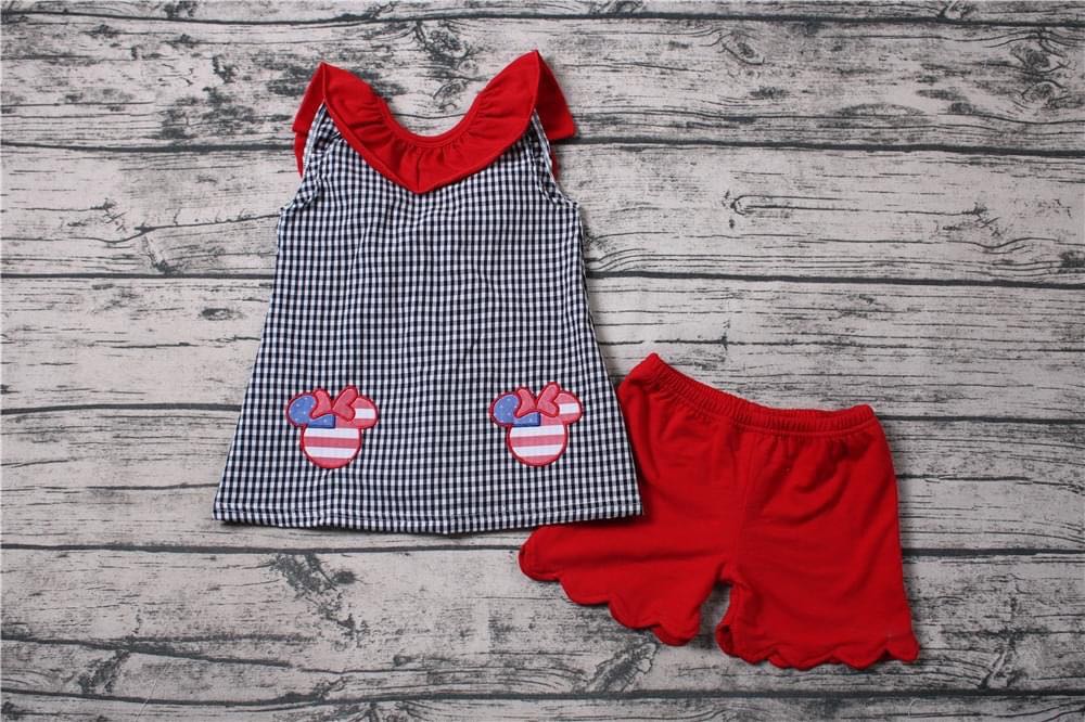 Stars and Stripes embroidery short outfits