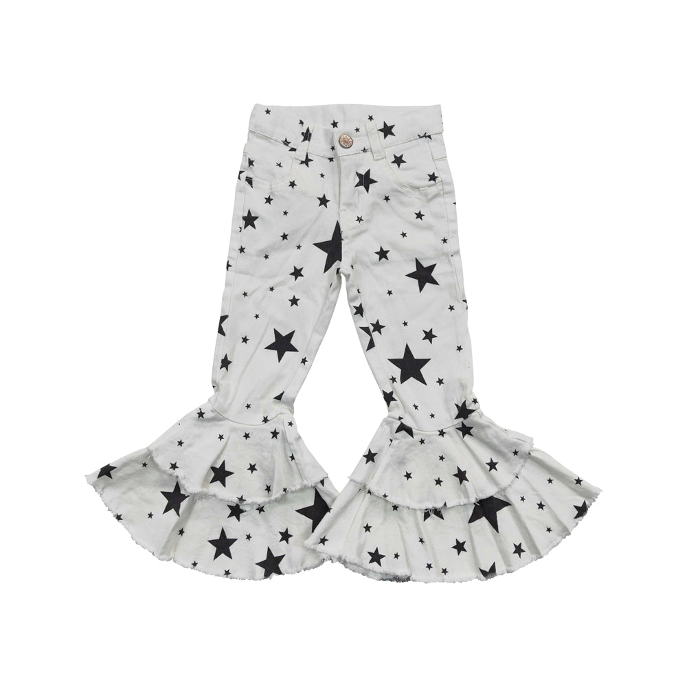 Baby Girls Double Star Ruffle Denim Bell Pants