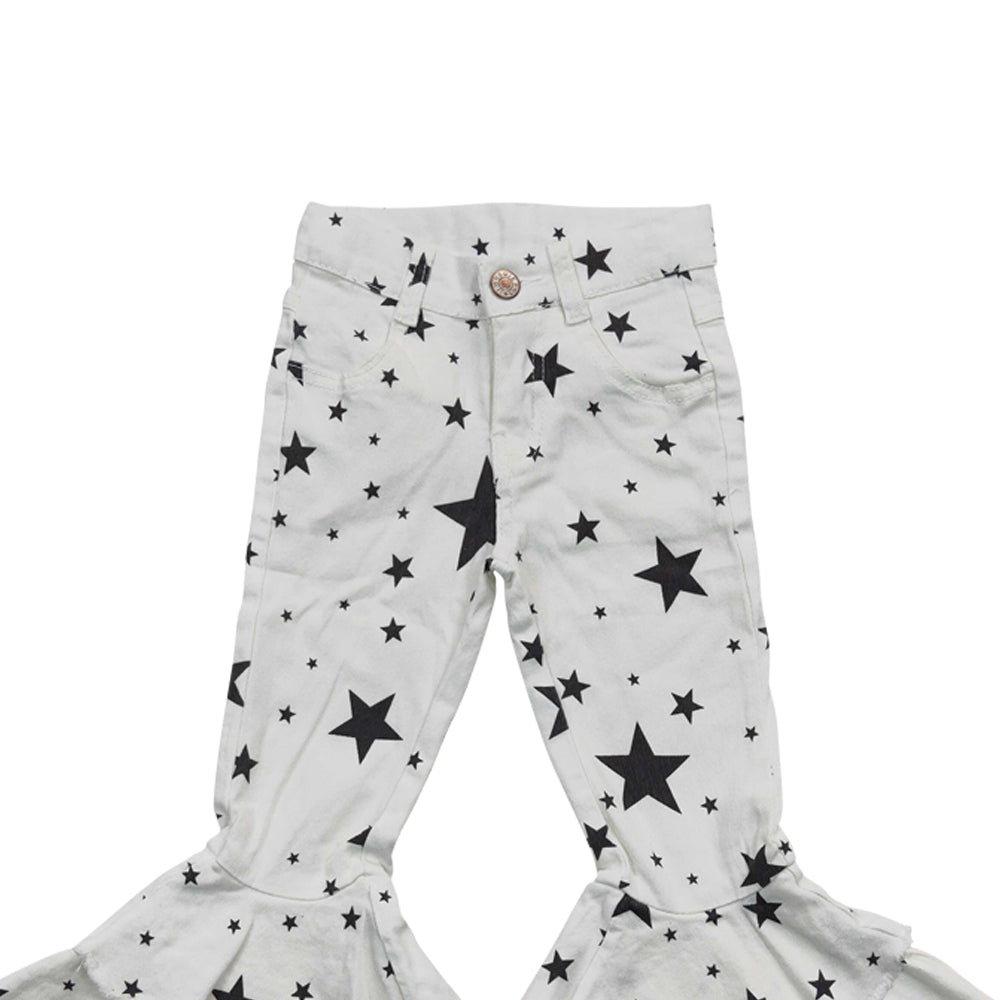 Baby Girls Double Star Ruffle Denim Bell Pants