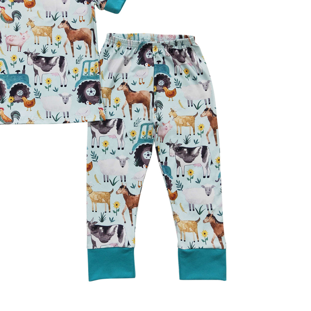 Baby Kids Short Sleeve Farm Pajamas Clothes Sets