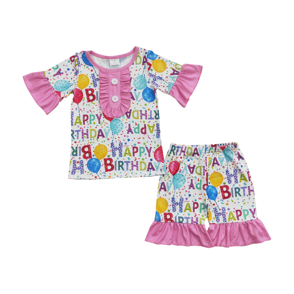 Baby Girls Summer Birthday Party Pajamas Shorts Sets