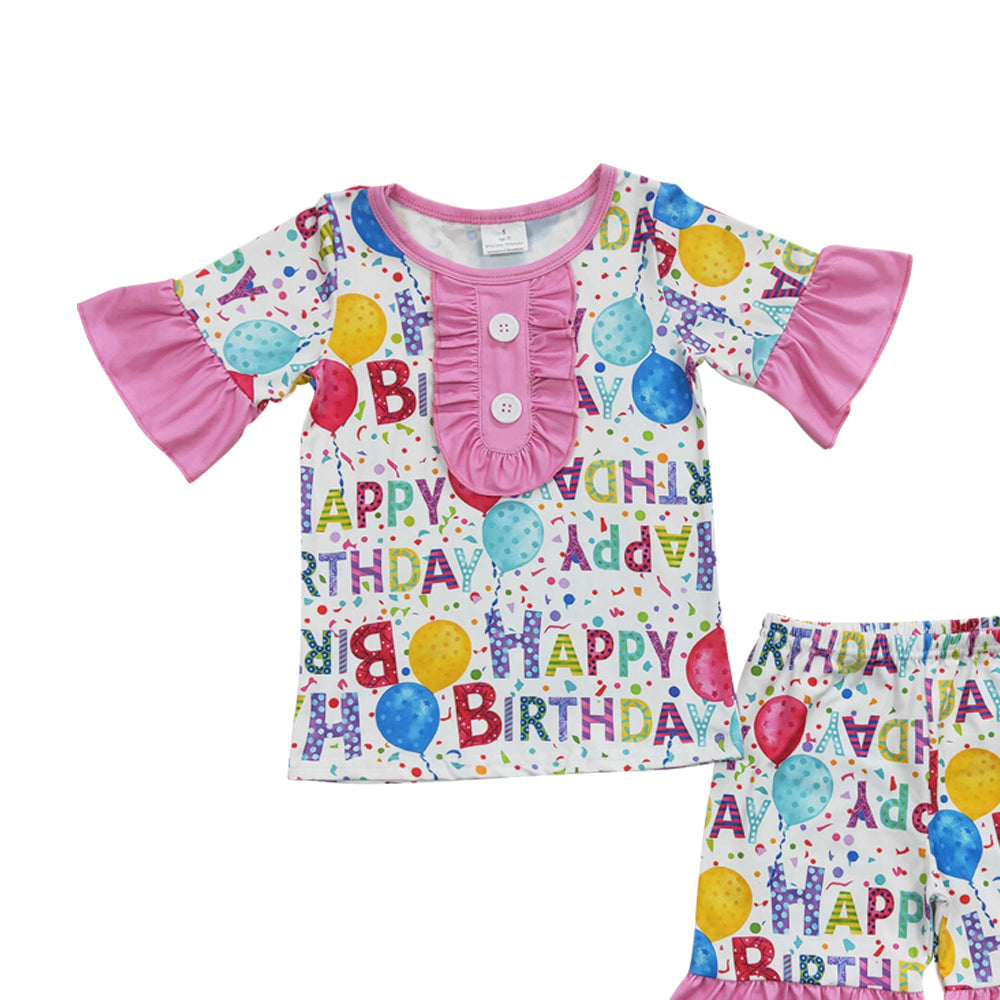 Baby Girls Summer Birthday Party Pajamas Shorts Sets