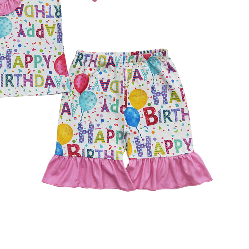 Baby Girls Summer Birthday Party Pajamas Shorts Sets