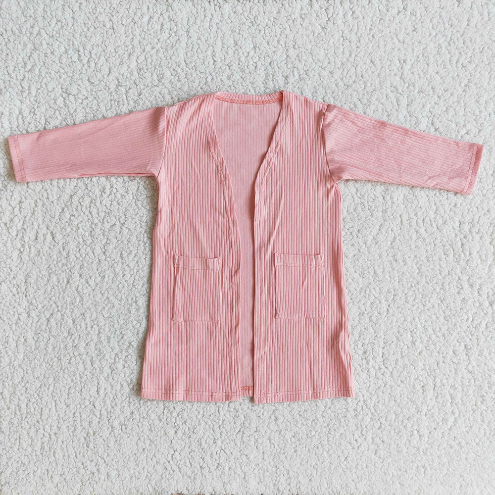 Baby girls solid color cardigan1-coral