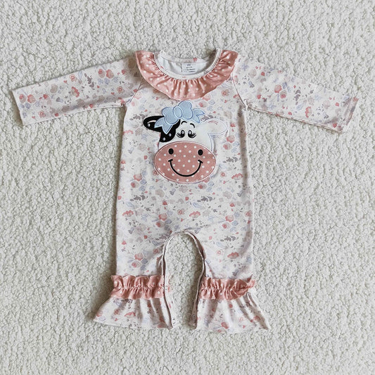 Cow floral baby embroidered rompers