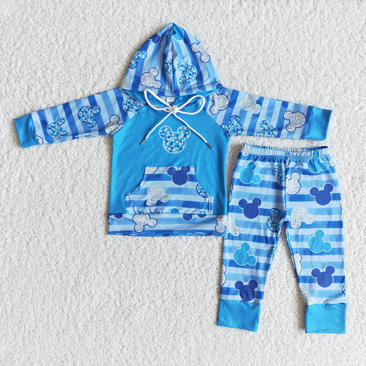 Boys hoodie blue pants sets