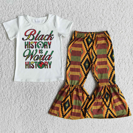 Baby girls black history bell bottom pants sets