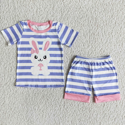 Easter girls pink stripe shorts sets