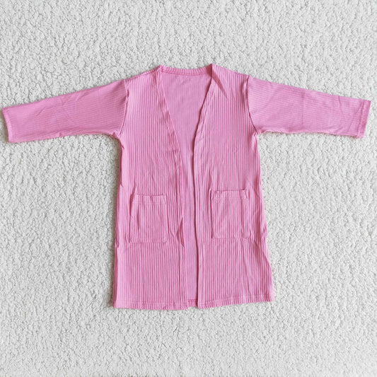 Baby Girls pocket spring Long Sleeve Cardigan 6-dark pink