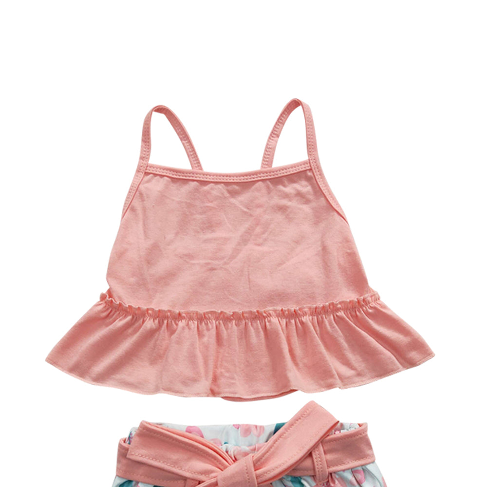 Baby Girls Floral Belt Summer Shorts Sets