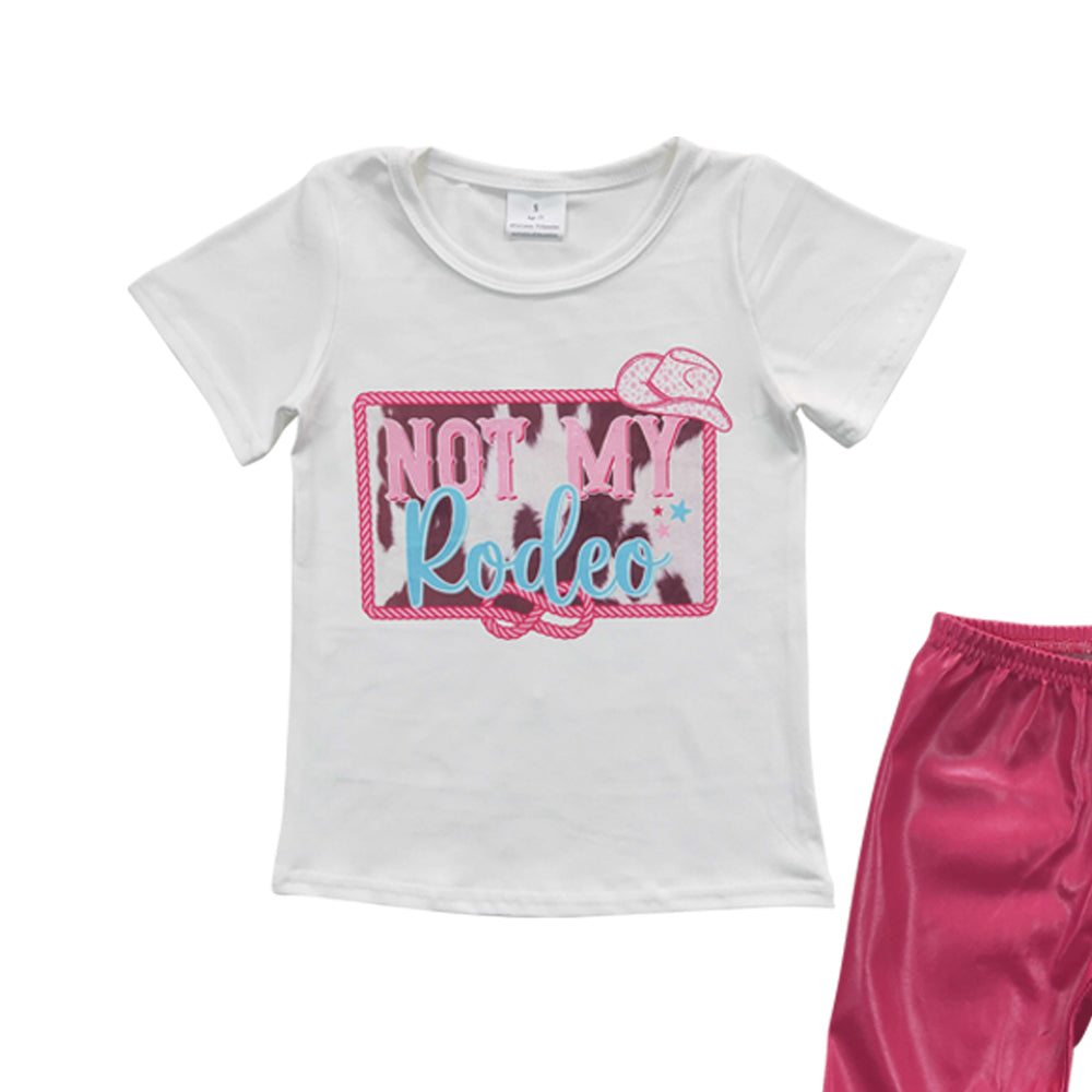 Baby Girls Not My Rodeo Tee Dark Pink Pleather Pants Clothes Sets