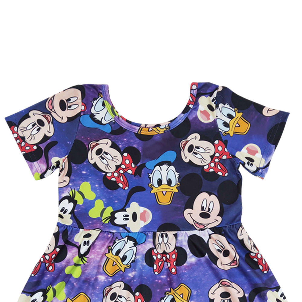 Baby Girls Colorful Cartoon Knee Length Dresses