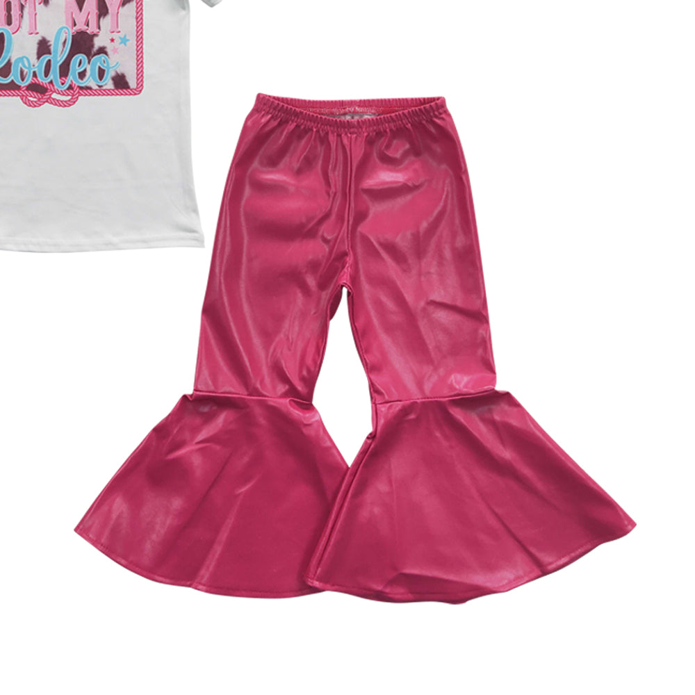 Baby Girls Not My Rodeo Tee Dark Pink Pleather Pants Clothes Sets