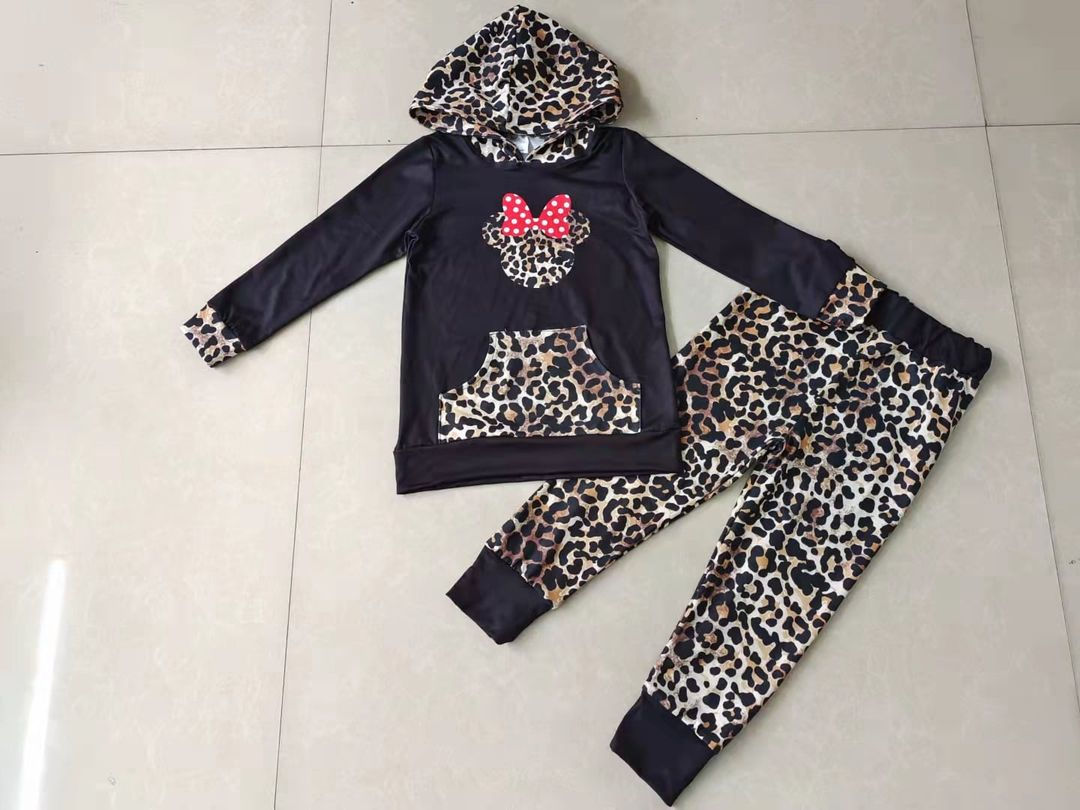 Leopard cartoon mouse hoodie sets