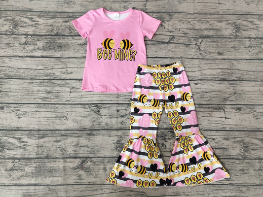 Baby girls valentines honey bee bell sets