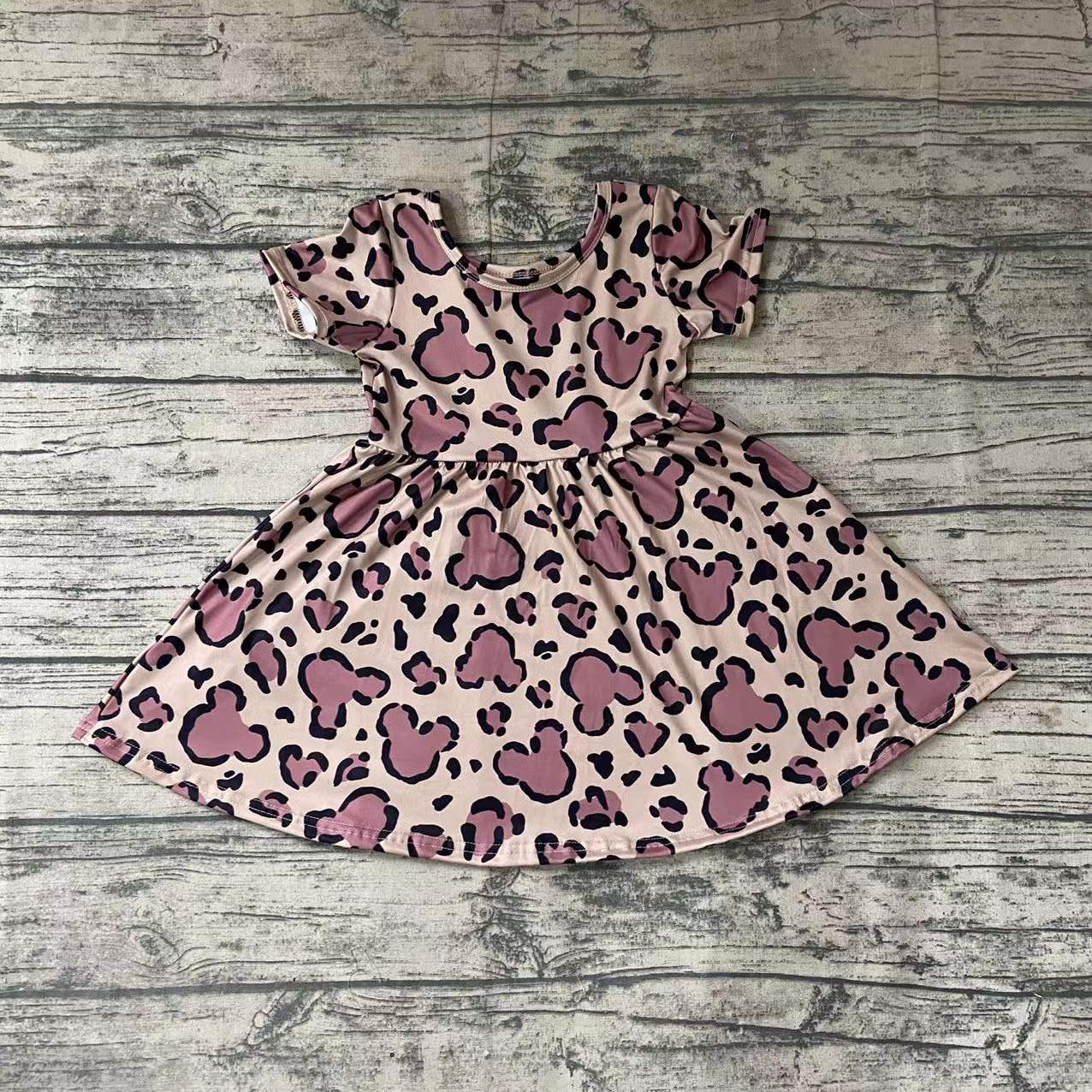 Baby girls cartoon animal brown dresses