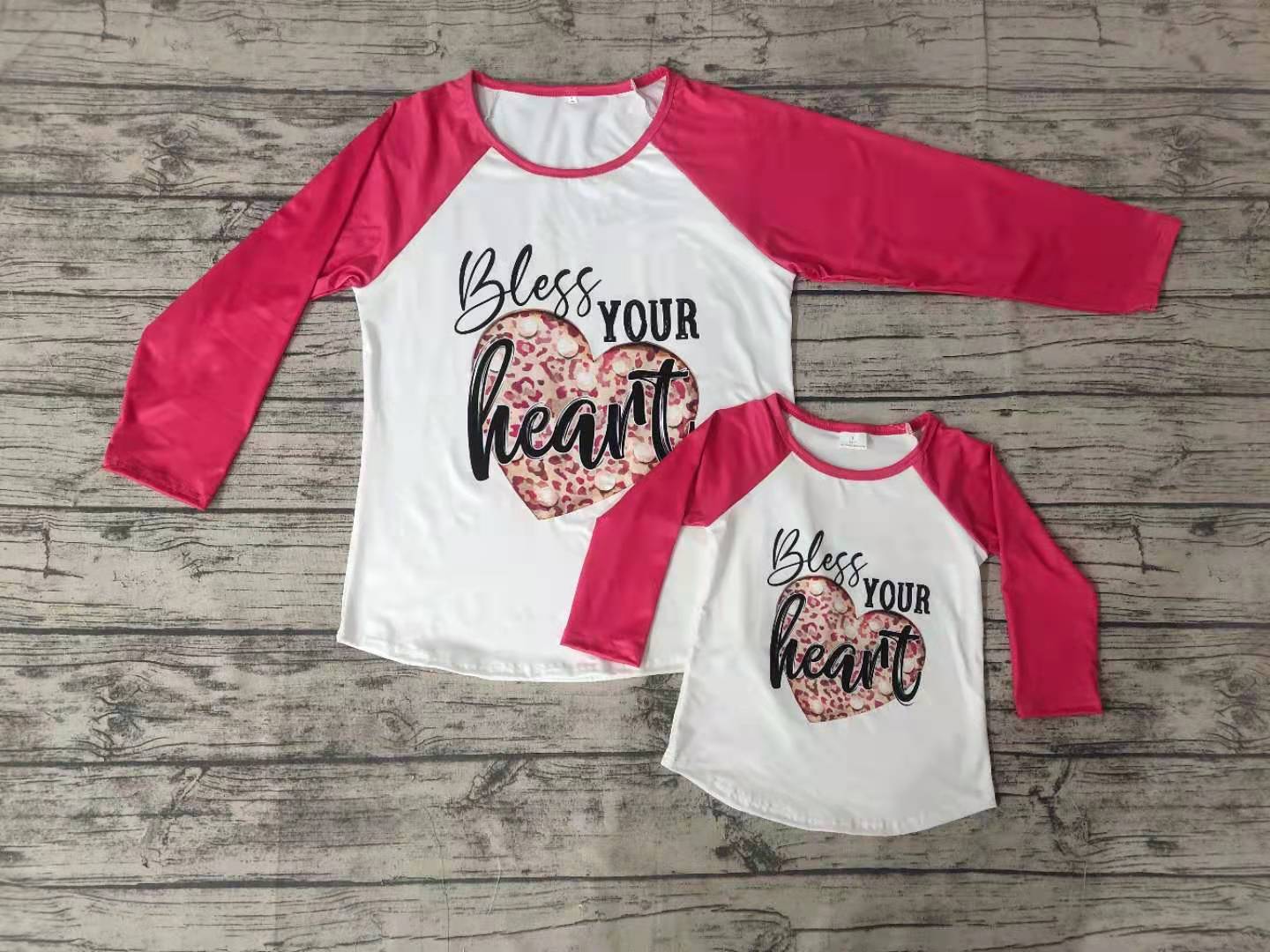 Baby girls bless your heart valentines raglan(mommy and me)