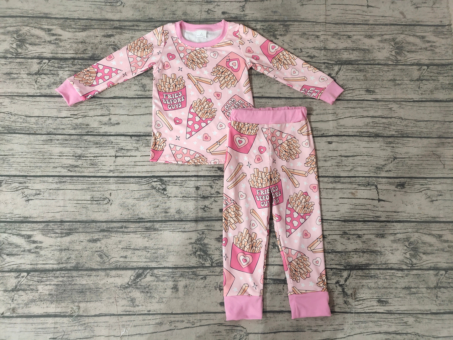 Baby Girls pink Valentines pajamas sets 1
