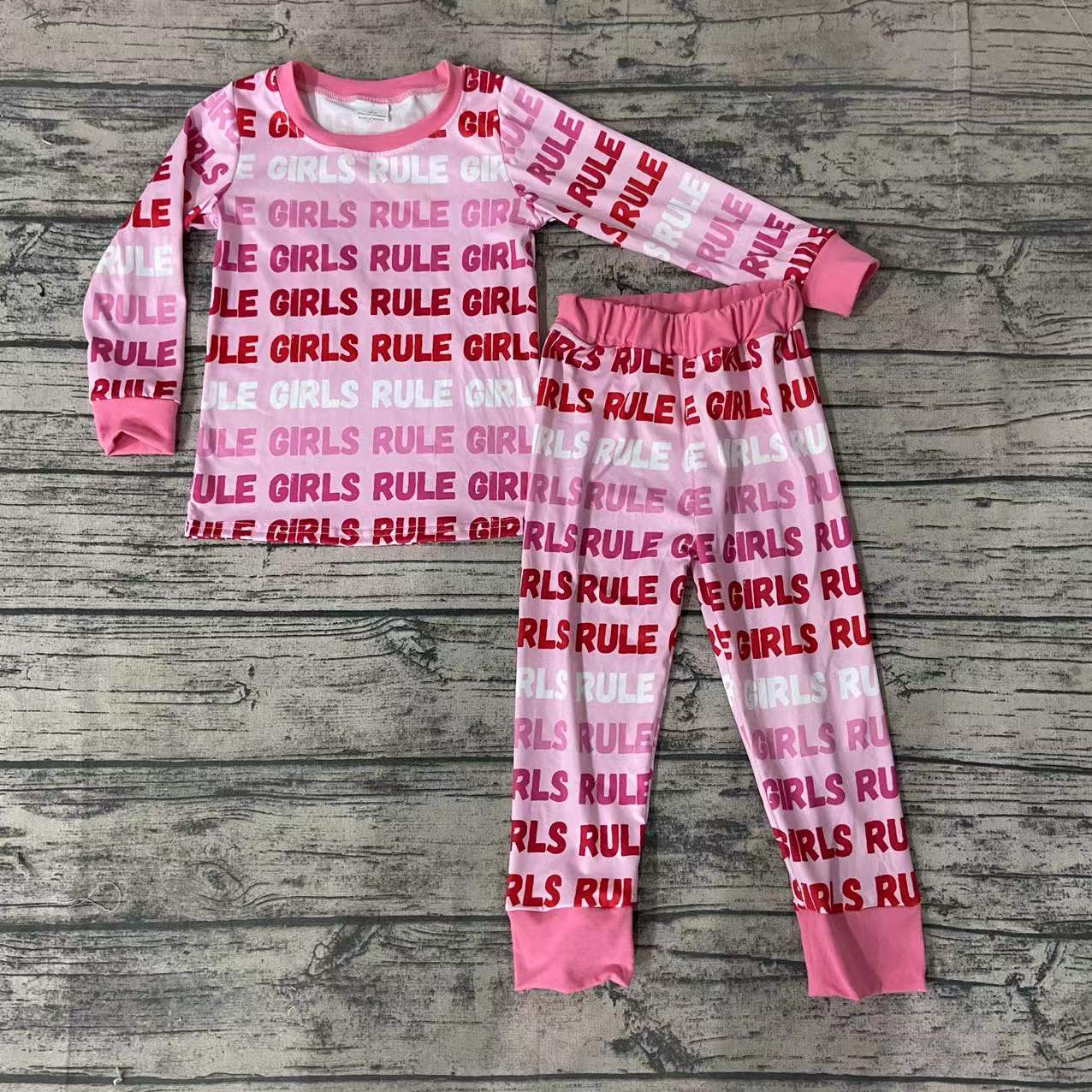 Baby Girls valentines words pajamas sleepwear sets