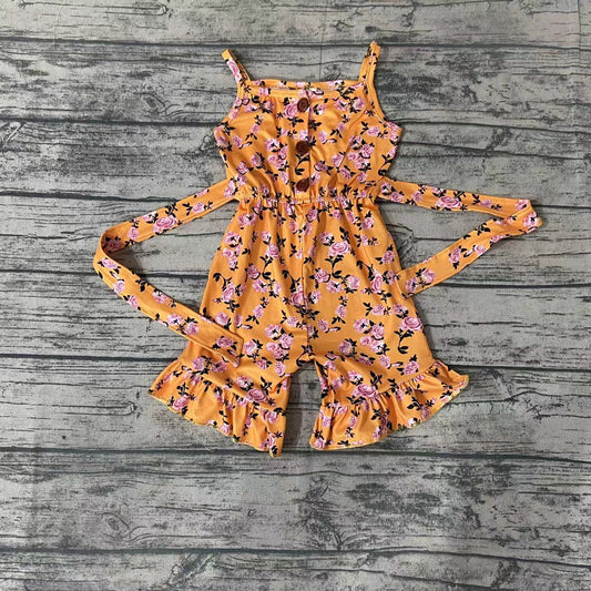 Baby girls yellow floral summer strap Jumpsuits