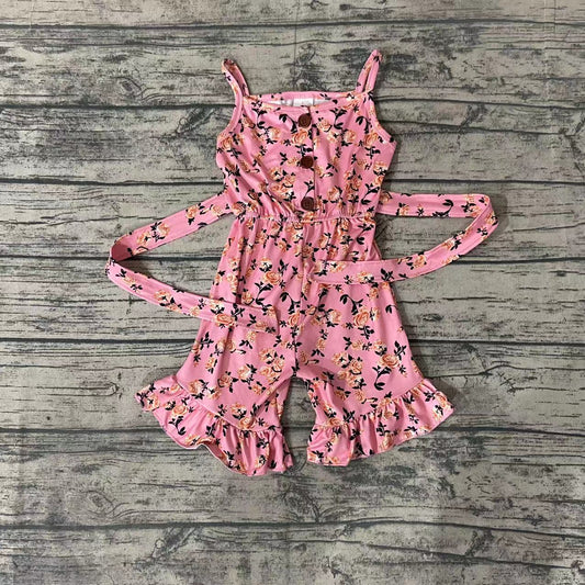 Baby girls pink floral summer strap Jumpsuits