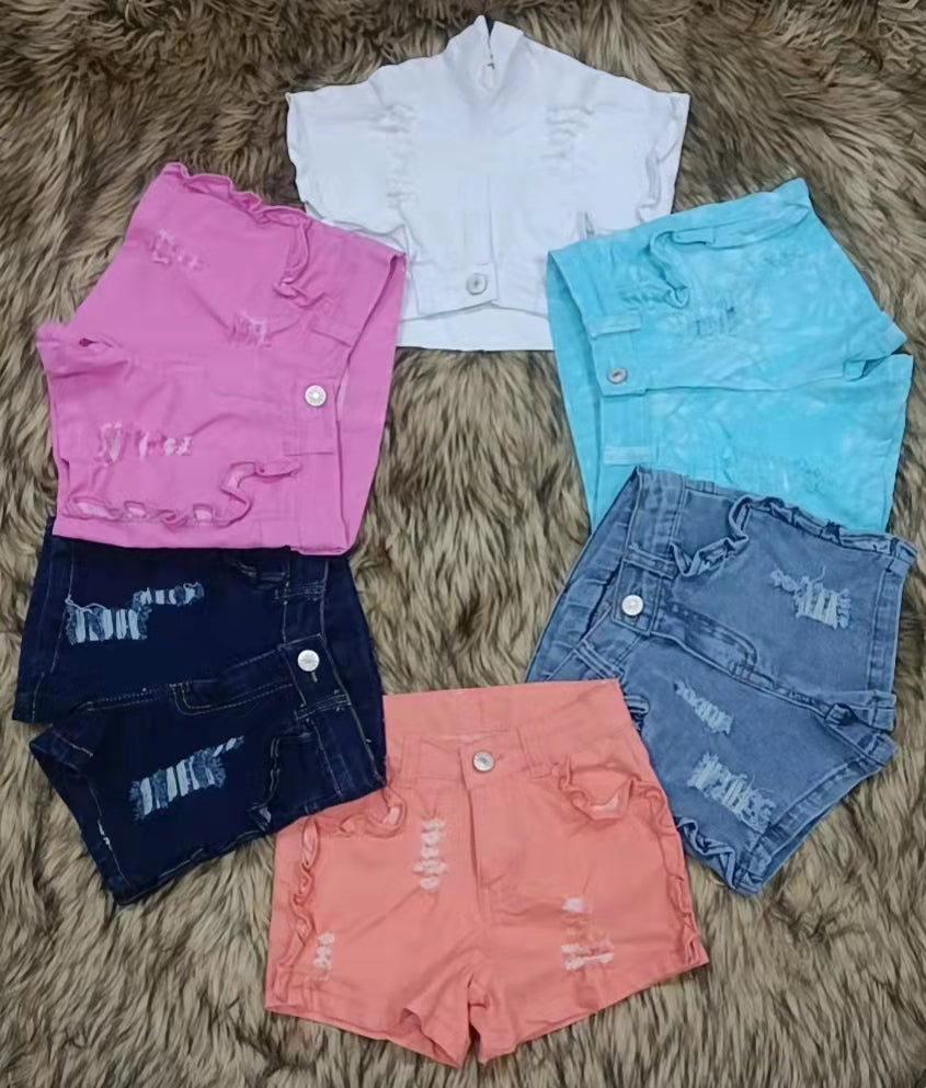 Baby Girls light blue color summer denim shorts 2