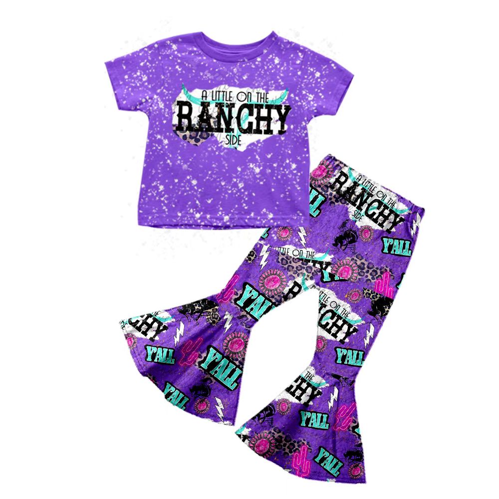 Baby Girls western purple bell pants outfits