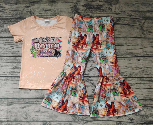 Baby girls rodeo western bell pants sets