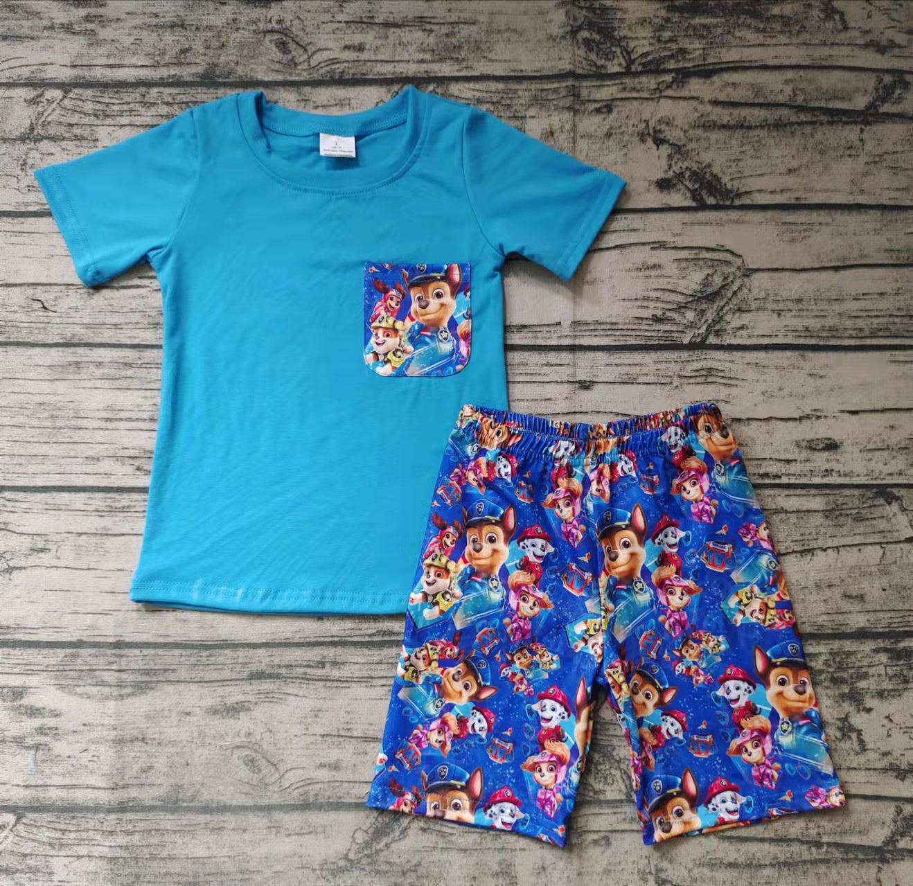 Baby boy cartoon dogs pocket shorts sets