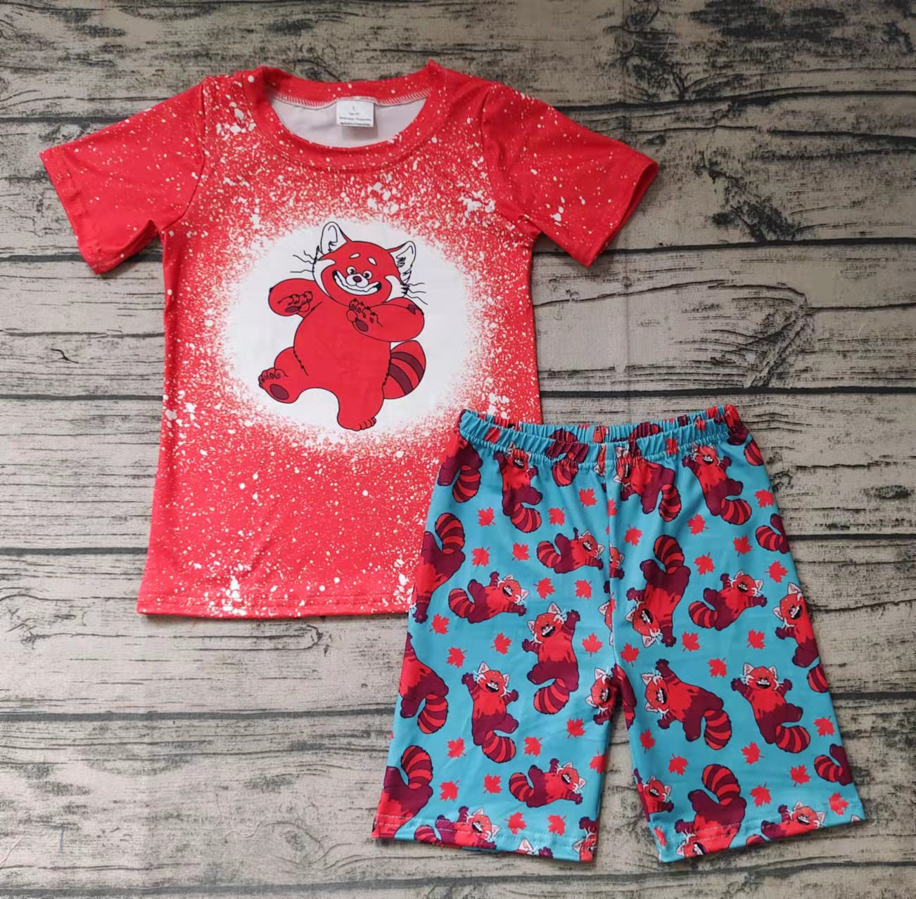 Baby boy cartoon red shorts sets