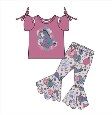 Baby girls donkey cartoon bell pants sets