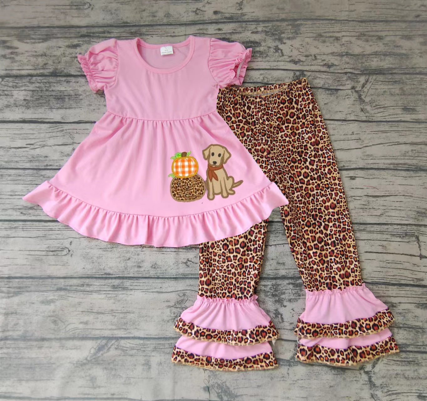 Baby girls dog pumpkin tunic pants clothes