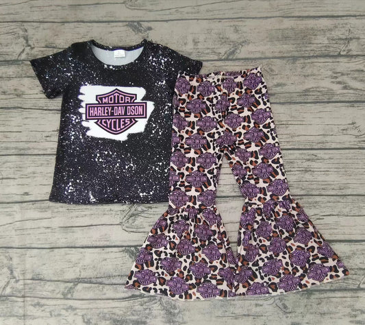 Baby girls purple motor bell pants clothes