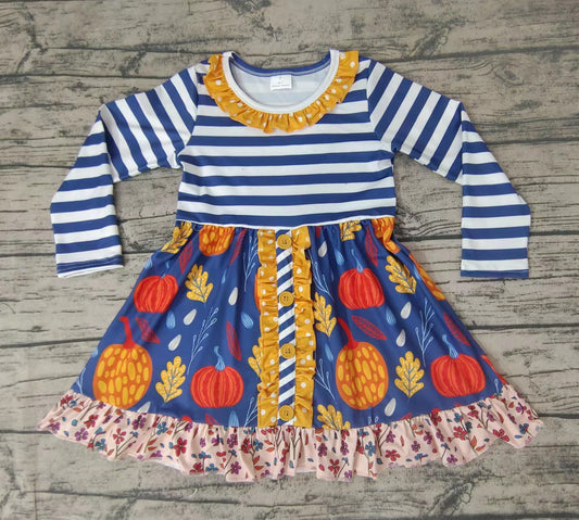 Baby girls long sleeve pumpkin dresses