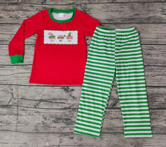 Baby boys Christmas green stripe pants clothes